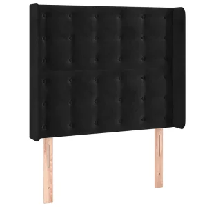 Hoofdbord met randen 83x16x118/128 cm fluweel zwart Hoofdbord met randen 83x16x118/128 cm fluweel zwart