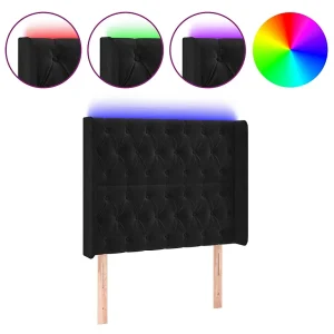 Hoofdbord LED 93x16x118/128 cm fluweel zwart