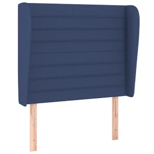Hoofdbord met randen 83x23x118/128 cm stof blauw Hoofdbord met randen 83x23x118/128 cm stof blauw