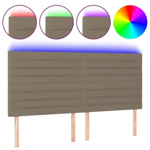Hoofdbord LED 200x5x118/128 cm stof taupe