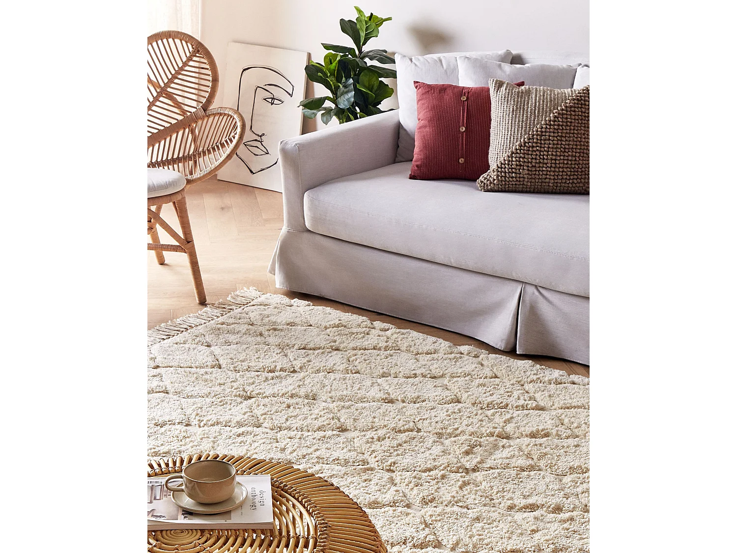 Vloerkleed katoen beige 160 x 230 cm SILCHAR