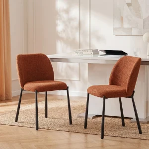 Set van 2 stoelen in getextureerde stof en zwart metaal – Terracotta – JIZAK Set van 2 stoelen in getextureerde stof en zwart metaal – Terracotta – JIZAK