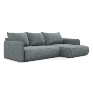 Hoekslaapbank rechts van jeans chenille stof – PALERMO Hoekslaapbank rechts van jeans chenille stof – PALERMO