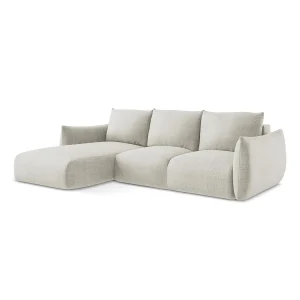 Hoekslaapbank links van lichtbeige textuurstof – SAVONA Hoekslaapbank links van lichtbeige textuurstof – SAVONA
