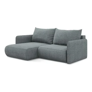 Hoekslaapbank links van jeans chenille stof – PALERMO Hoekslaapbank links van jeans chenille stof – PALERMO