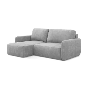 Hoekslaapbank links van lichtgrijs chenille stof – CORLE Hoekslaapbank links van lichtgrijs chenille stof – CORLE