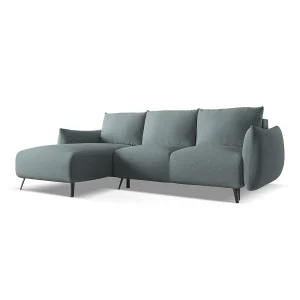 Hoekslaapbank links van jeans chenille stof – GENOVA Hoekslaapbank links van jeans chenille stof – GENOVA
