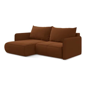 Hoekslaapbank links van terracotta velours – PALERMO Hoekslaapbank links van terracotta velours – PALERMO