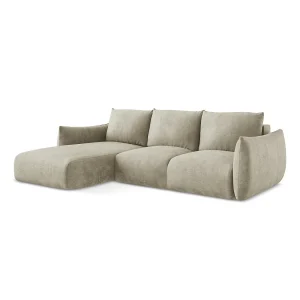 Hoekslaapbank links van beige chenille stof – SAVONA Hoekslaapbank links van beige chenille stof – SAVONA