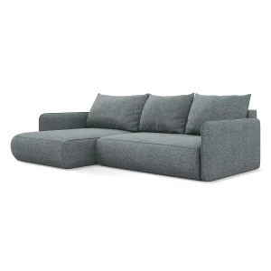 Hoekslaapbank links van jeans chenille stof – PALERMO Hoekslaapbank links van jeans chenille stof – PALERMO
