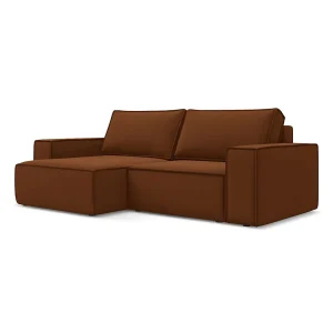Hoekslaapbank links van terracotta velours – LIVORNO Hoekslaapbank links van terracotta velours – LIVORNO