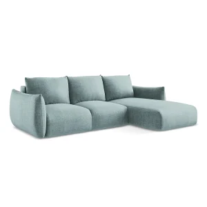 Hoekslaapbank rechts van jeans textuurstof – SAVONA Hoekslaapbank rechts van jeans textuurstof – SAVONA