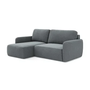 Hoekslaapbank links van jeans textuurstof – CORLE Hoekslaapbank links van jeans textuurstof – CORLE