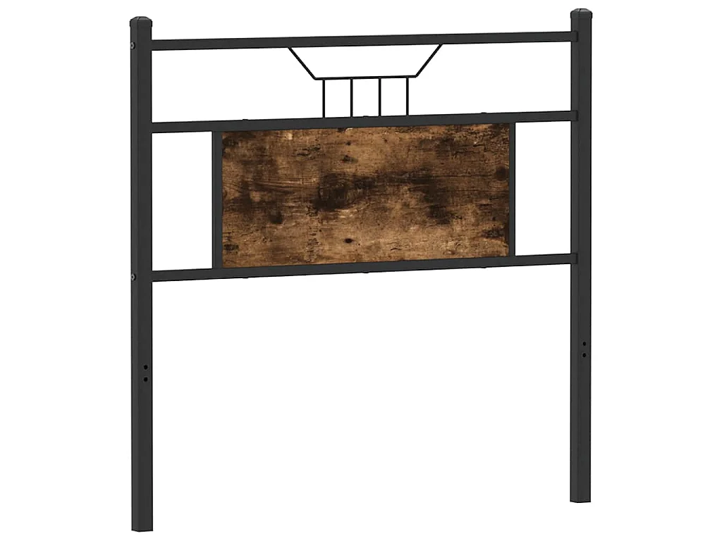 Vervangend hoofdbord 75 cm bewerkt hout en staal gerookt eikenkleurig