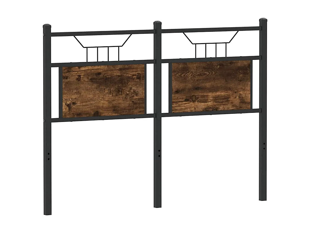Vervangend hoofdbord 120 cm bewerkt hout en staal gerookt eikenkleurig