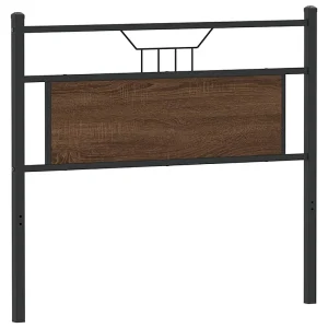 Vervangend hoofdbord 100 cm bewerkt hout en staal bruin eikenkleurig