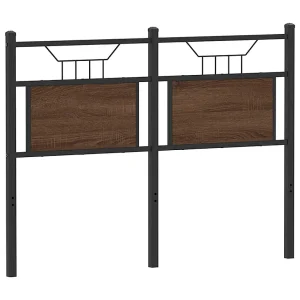 Vervangend hoofdbord 120 cm bewerkt hout en staal bruin eikenkleurig Vervangend hoofdbord 120 cm bewerkt hout en staal bruin eikenkleurig