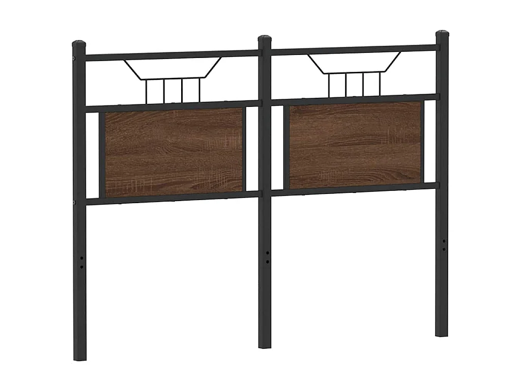 Vervangend hoofdbord 120 cm bewerkt hout en staal bruin eikenkleurig