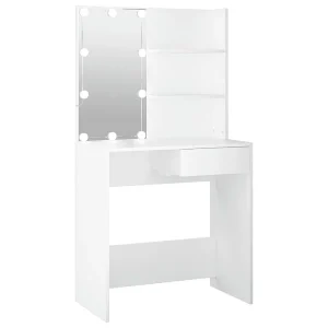 Kaptafel met LED-verlichting 74,5x40x141 cm wit