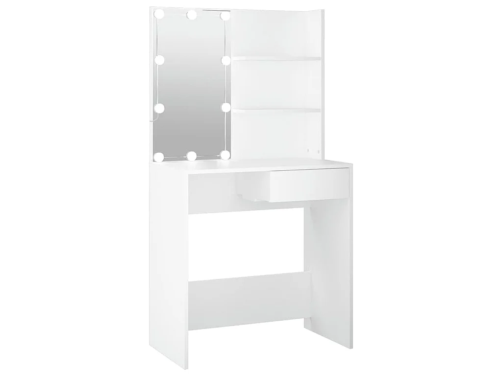 Kaptafel met LED-verlichting 74,5x40x141 cm wit