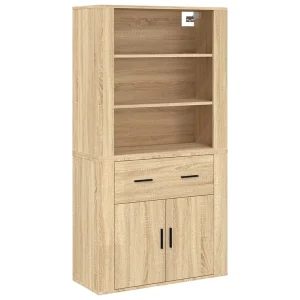 Hoge kast bewerkt hout sonoma eikenkleurig