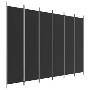 Kamerscherm met 6 panelen 300×220 cm stof zwart Kamerscherm met 6 panelen 300×220 cm stof zwart