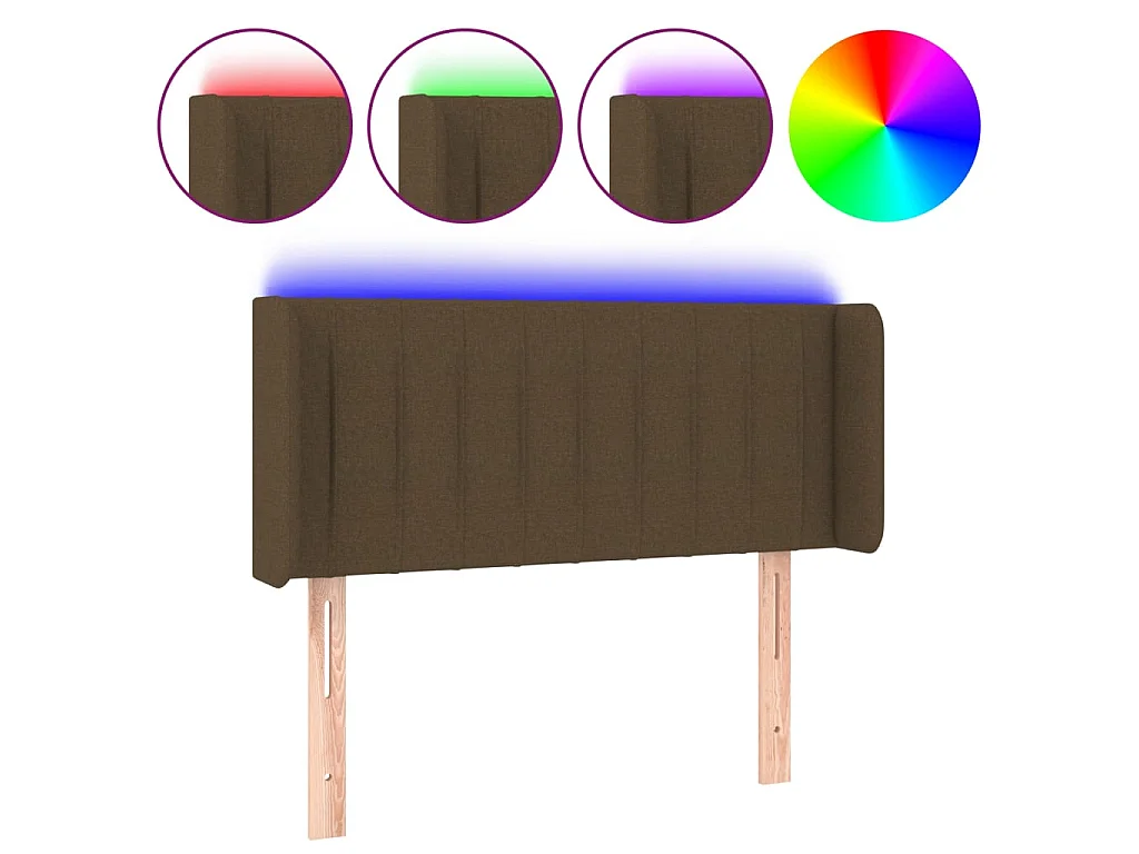 Hoofdbord LED 93x16x78/88 cm stof donkerbruin