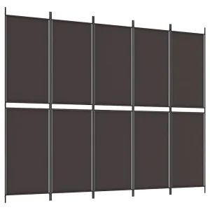 Kamerscherm met 5 panelen 250×200 cm stof bruin Kamerscherm met 5 panelen 250×200 cm stof bruin