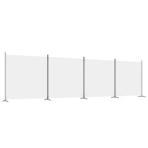 Kamerscherm met 4 panelen 698×180 cm stof wit Kamerscherm met 4 panelen 698×180 cm stof wit