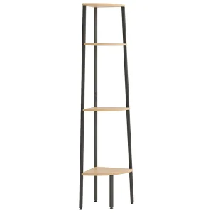 Hoekkast met 4 lagen lichtbruin en zwart 45,5×31,5×150 cm