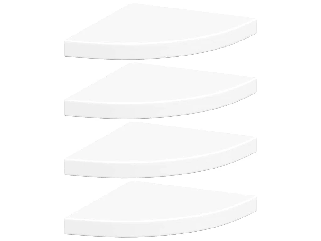 Hoekschappen zwevend 4 st 35x35x3,8 cm MDF wit