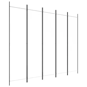Kamerscherm met 5 panelen 250×200 cm stof wit Kamerscherm met 5 panelen 250×200 cm stof wit