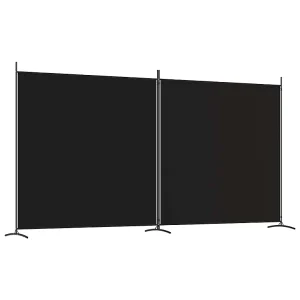 Kamerscherm met 2 panelen 348×180 cm stof zwart