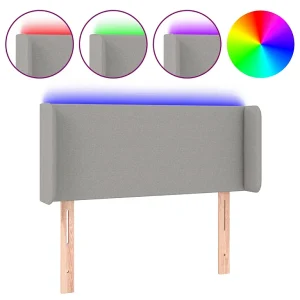 Hoofdbord LED 83x16x78/88 cm stof lichtgrijs