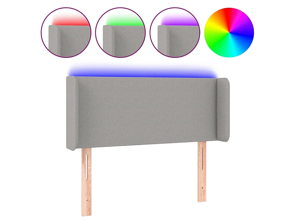 Hoofdbord LED 83x16x78/88 cm stof lichtgrijs