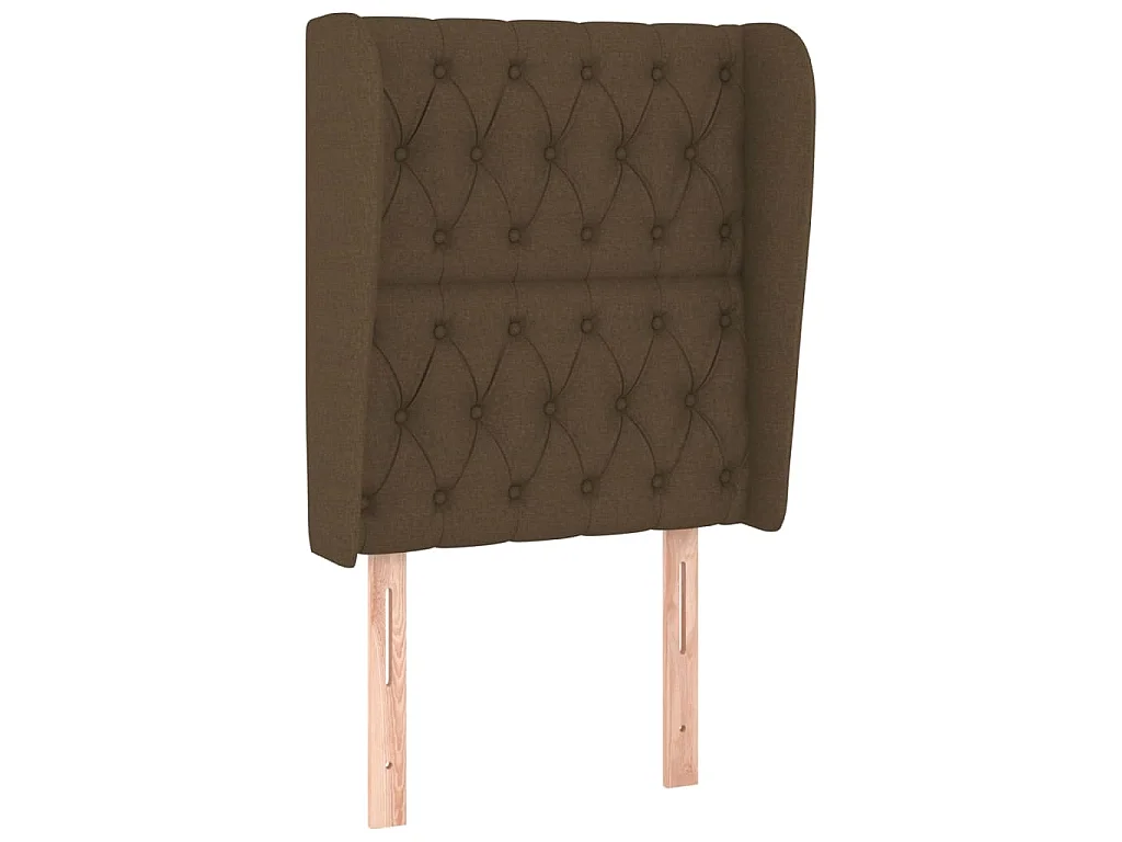 Hoofdbord met randen 83x23x118/128 cm stof donkerbruin