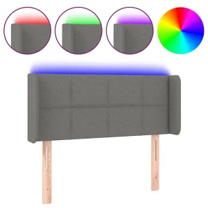 Hoofdbord LED 83x16x78/88 cm stof donkergrijs