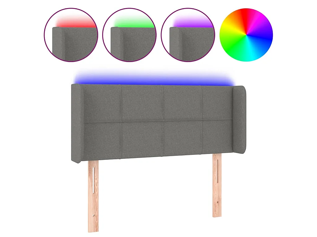 Hoofdbord LED 83x16x78/88 cm stof donkergrijs