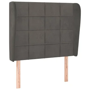 Hoofdbord met randen 103x23x118/128 cm fluweel donkergrijs Hoofdbord met randen 103x23x118/128 cm fluweel donkergrijs