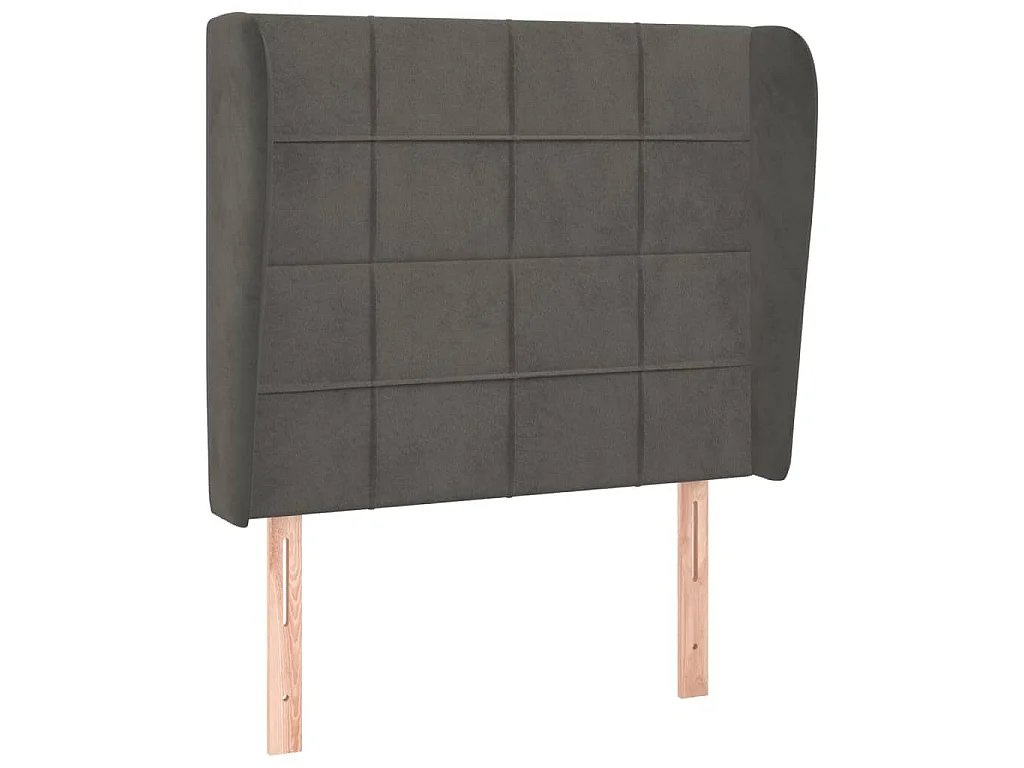 Hoofdbord met randen 103x23x118/128 cm fluweel donkergrijs