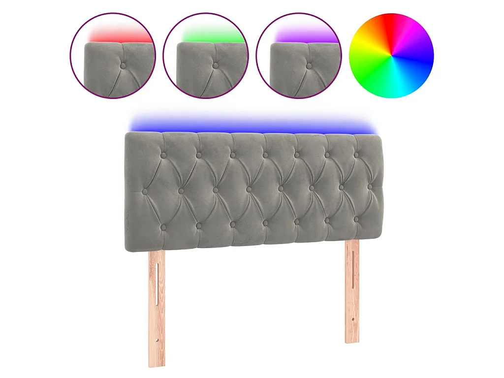 Hoofdbord LED 100x7x78/88 cm fluweel lichtgrijs