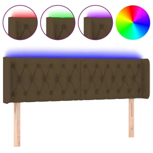 Hoofdbord LED 163x16x78/88 cm stof donkerbruin