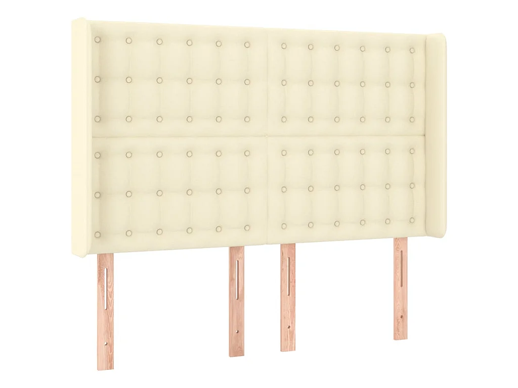 Hoofdbord met randen 147x16x118/128 cm kunstleer crèmekleurig