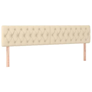 Hoofdborden 200x7x78/88 cm stof crèmekleurig