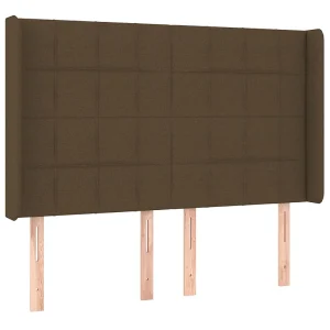 Hoofdbord met randen 147x16x118/128 cm stof donkerbruin