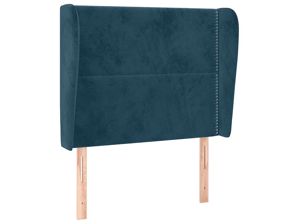 Hoofdbord met randen 103x23x118/128 cm fluweel donkerblauw