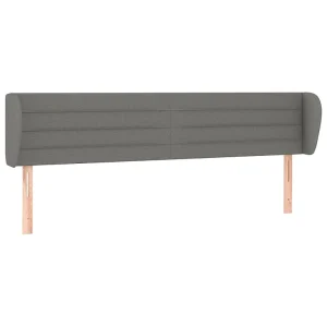Hoofdbord met randen 203x23x78/88 cm stof donkergrijs Hoofdbord met randen 203x23x78/88 cm stof donkergrijs