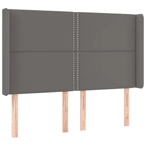 Hoofdbord met randen 147x16x118/128 cm kunstleer grijs