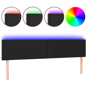 Hoofdbord LED 180x5x78/88 cm kunstleer zwart