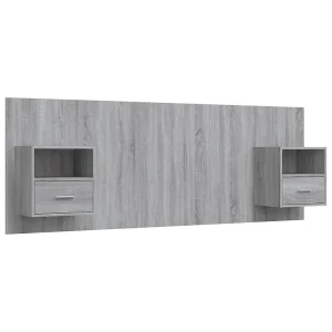 Hoofdbord met kastjes bewerkt hout grijs sonoma eikenkleurig